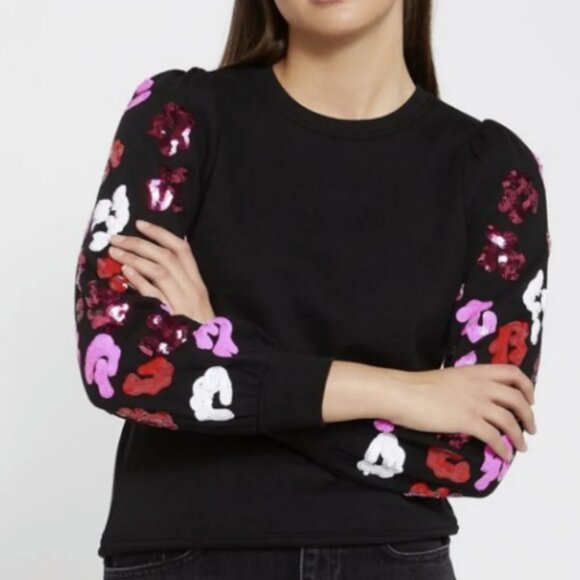 Savida Sequin Floral Sleeve Sweatshirt – Size Small (EU 38) - Picture 5 of 6
